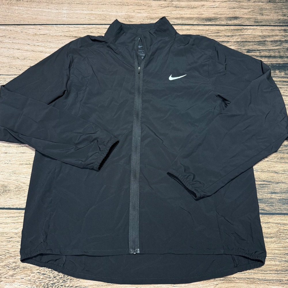 Nike Running Jacket Men Large Black Dri-FIT Full Zip Windbreaker FB7499-010